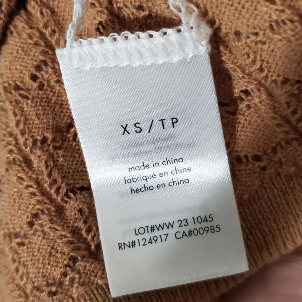 Rachel Parcell Pointelle Ruffle Sweater Beige Tan Size XS - Picture 6 of 8